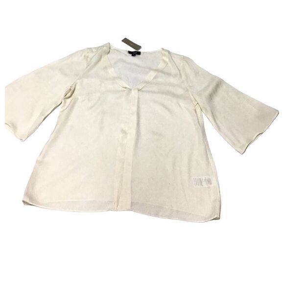 J. Crew 365 Silk Flutter Sleeve V Neck Blouse New Size XS - Picture 3 of 9